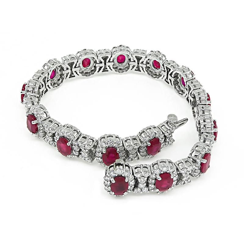 22.00ct Burma Ruby 8.00ct Diamond Bracelet In Good Condition For Sale In New York, NY