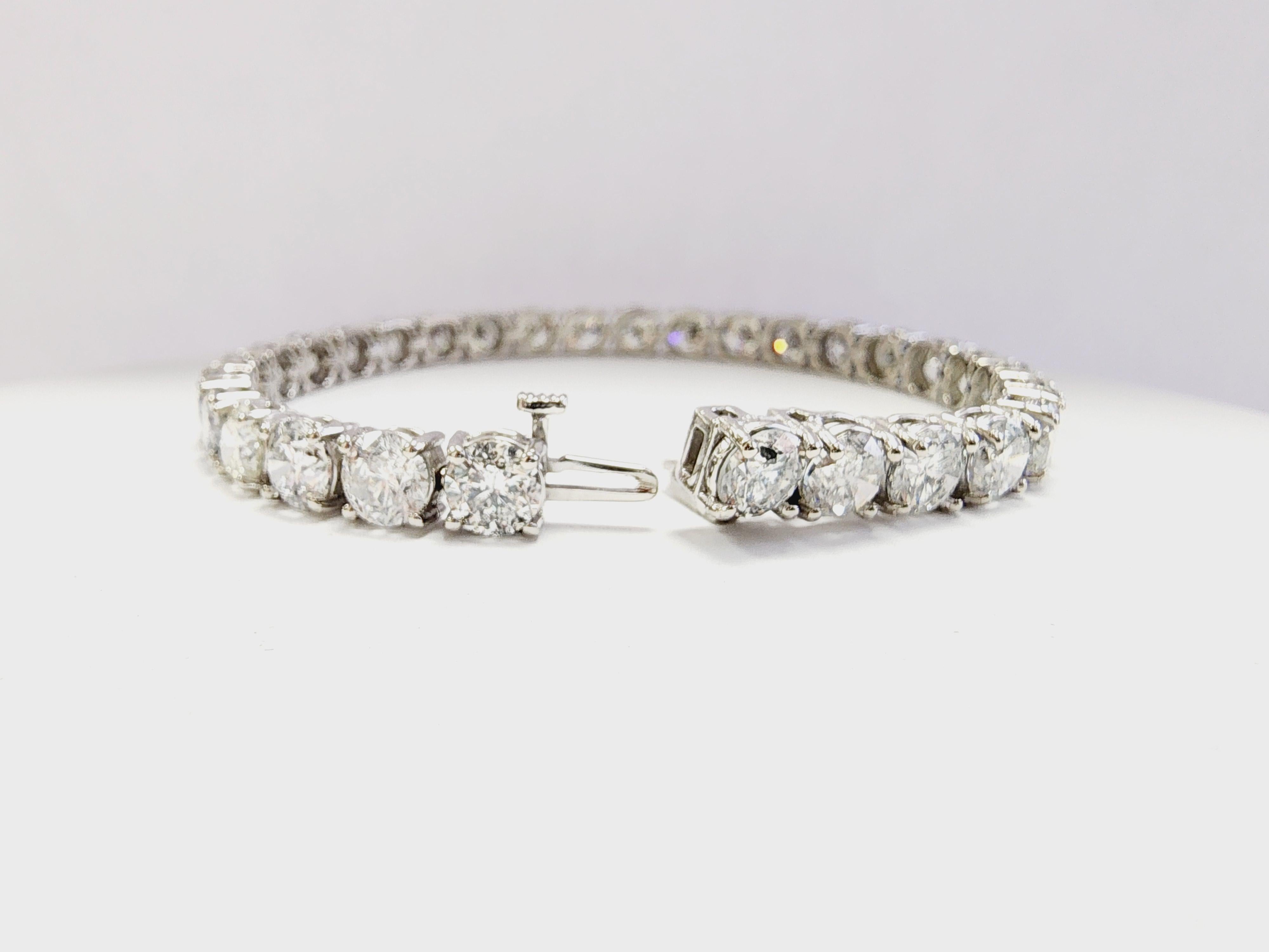 22.01 Carat Natural Diamond Tennis Bracelet in 14K White Gold 1
