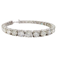 22.01 Carat Natural Diamond Tennis Bracelet in 14K White Gold