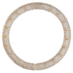 22.01ct Diamond 18 Carat White and Yellow Gold Honeycomb Collar Necklace