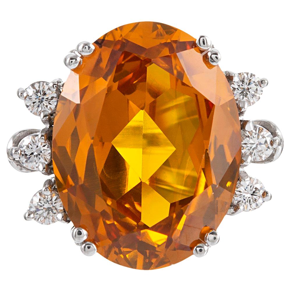 22.03 Carat Citrine and Diamond Ring