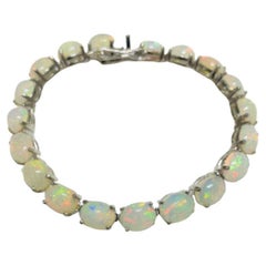 22.04 Carat Genuine Ethiopian Fire Opal Tennis Bracelet in Sterling Silver