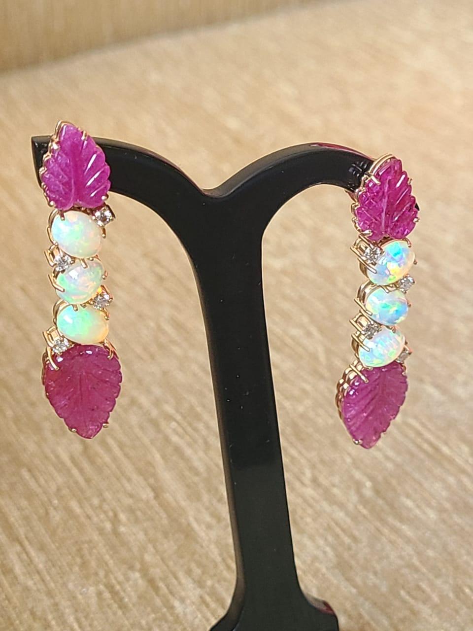 opal and ruby earrings