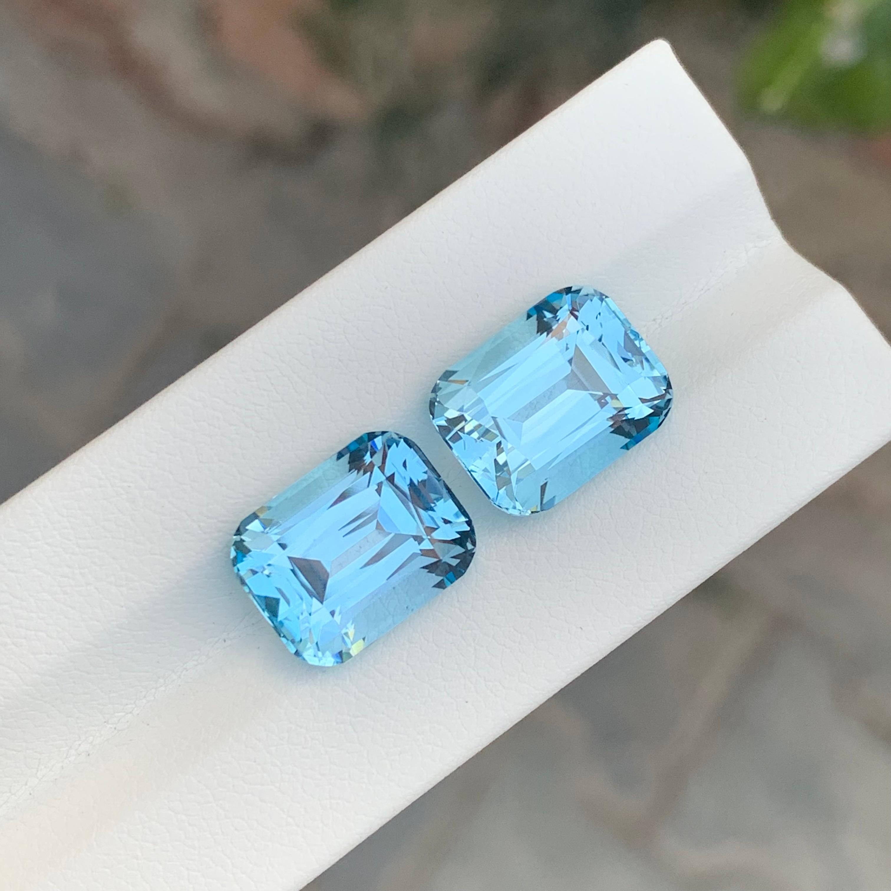 Exquise paire de topazes bleu ciel non serties de 22,05 carats pour la fabrication de bijoux Neuf - En vente à Peshawar, PK