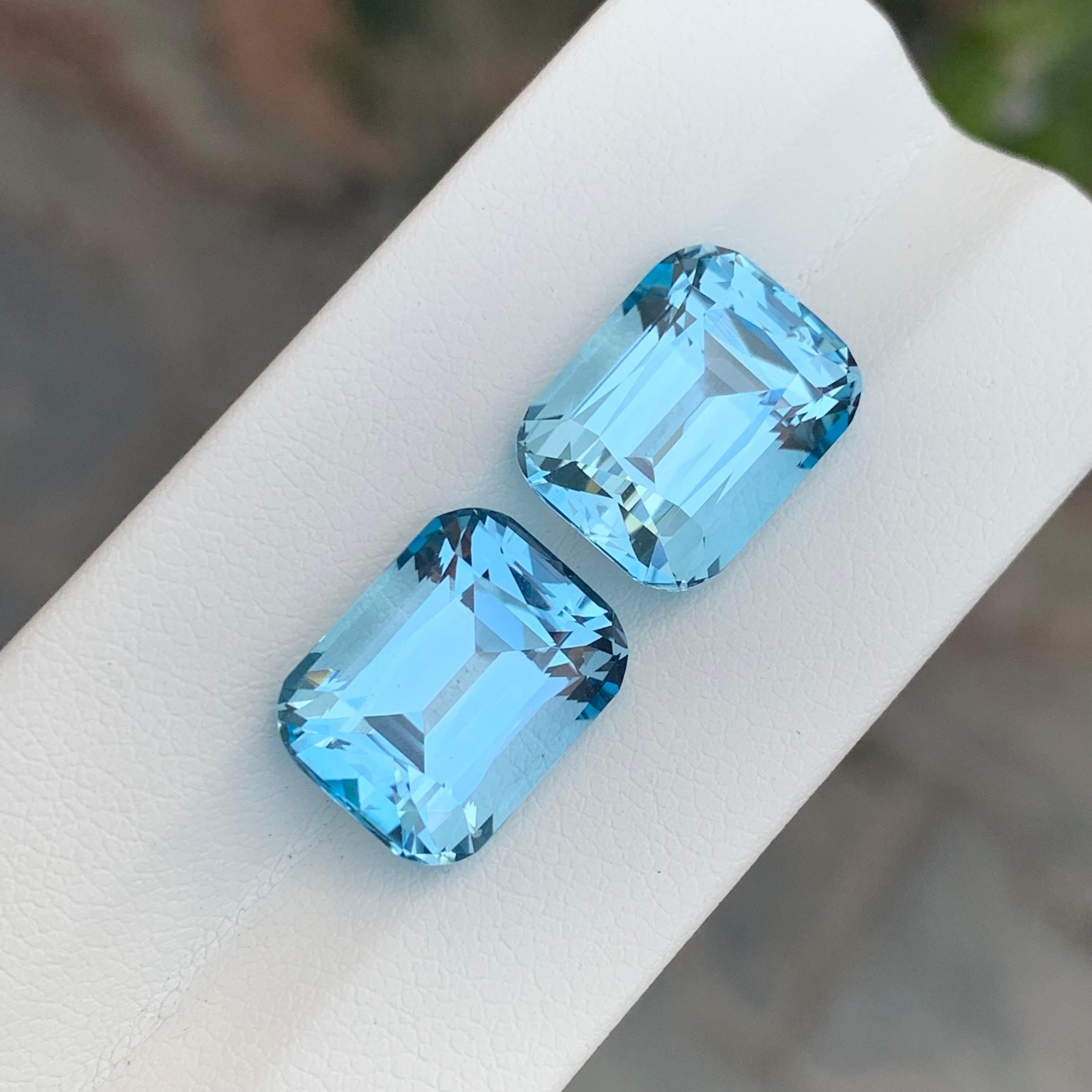 Exquise paire de topazes bleu ciel non serties de 22,05 carats pour la fabrication de bijoux en vente 2