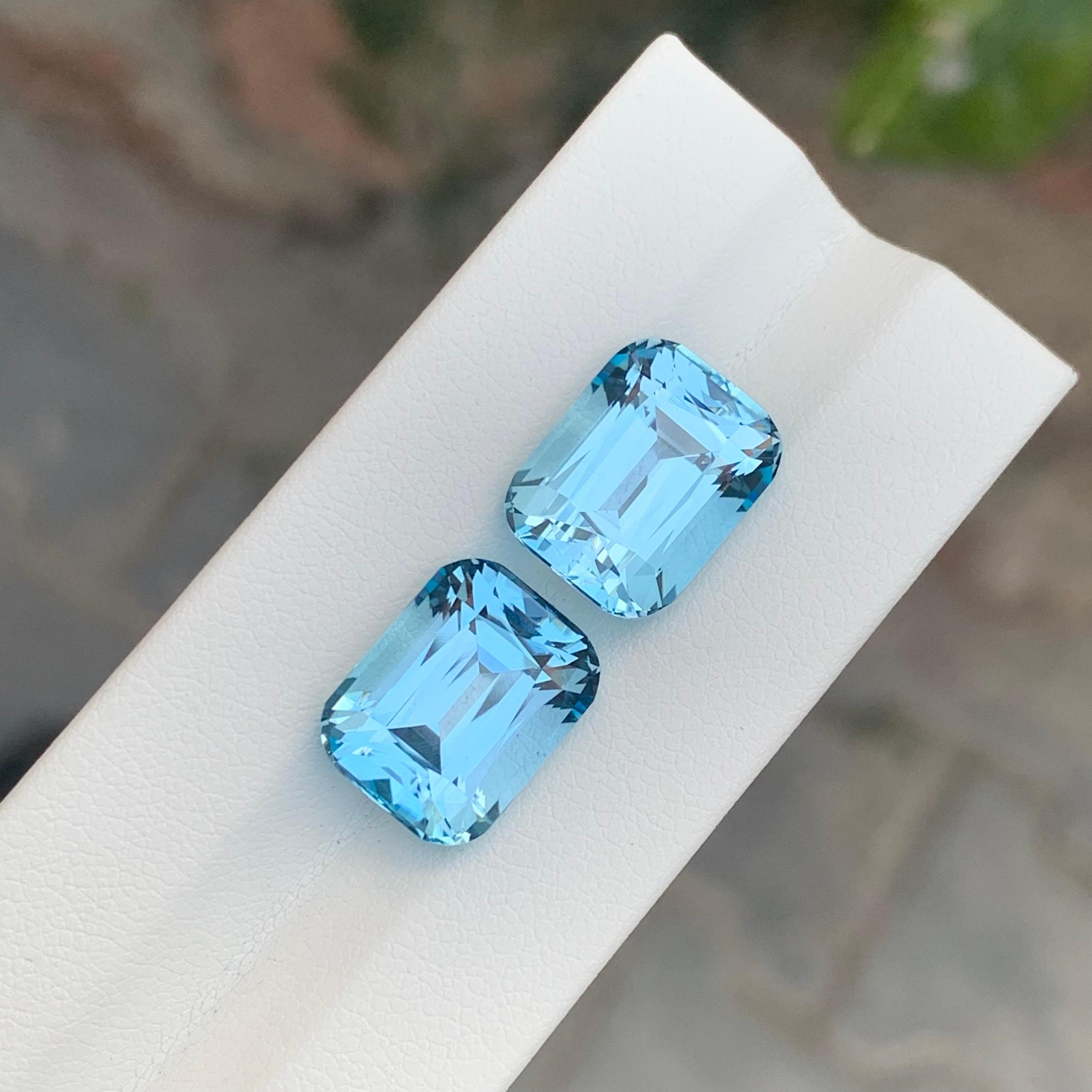 Exquise paire de topazes bleu ciel non serties de 22,05 carats pour la fabrication de bijoux en vente 3