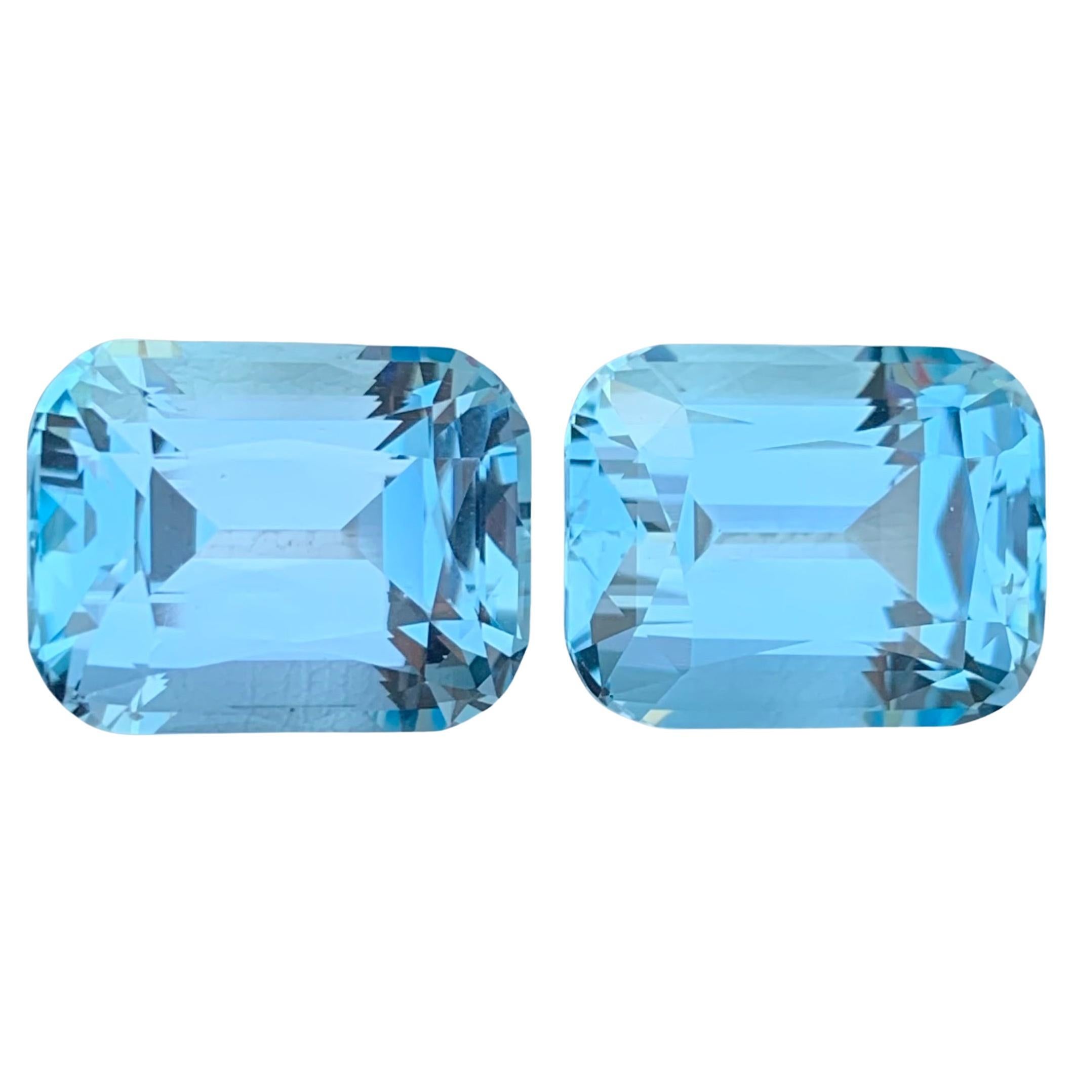 22.05 Carat Exquisite Loose Sky Blue Topaz Pair For Jewellery Making