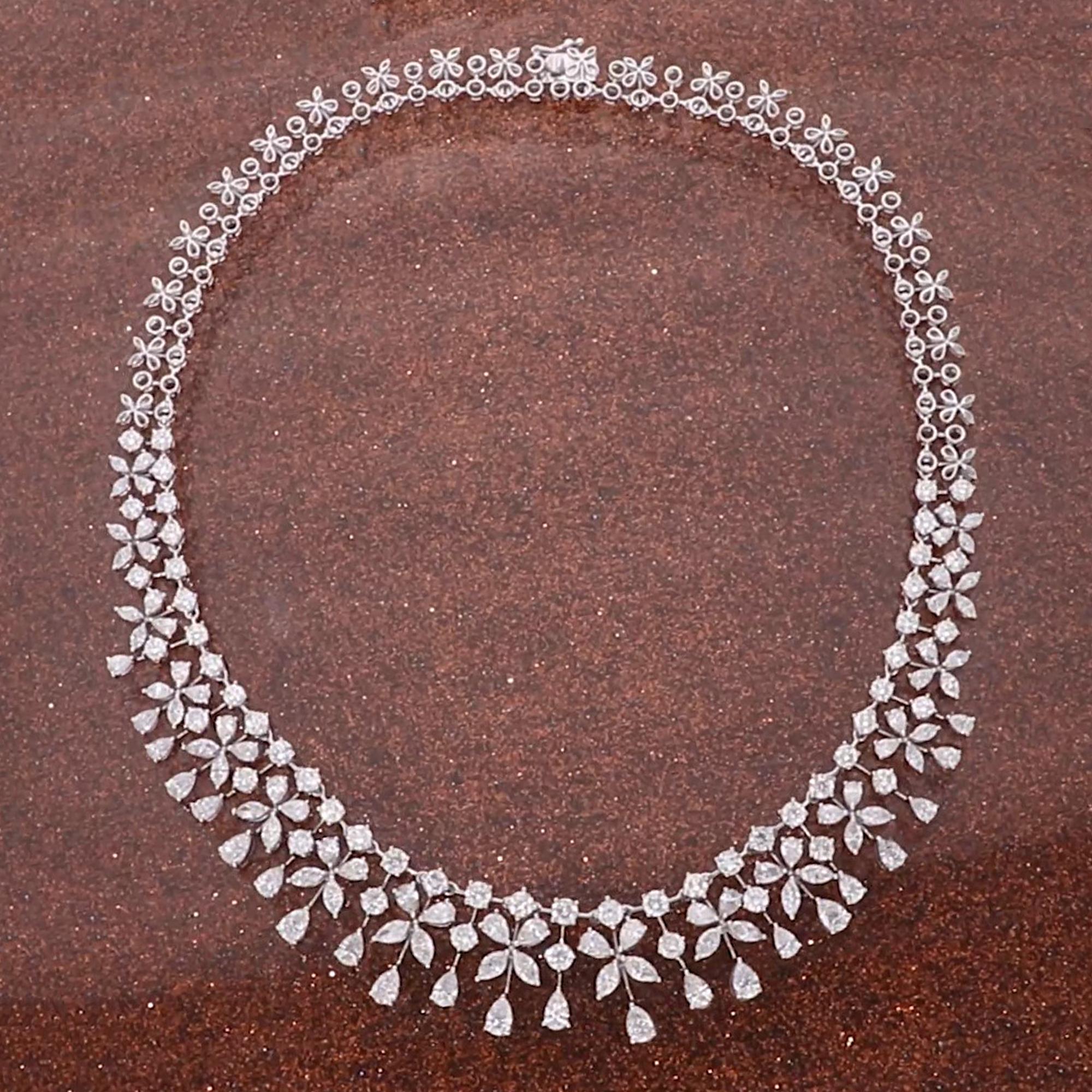 Taglio a goccia 22,05 Ct SI Clarity HI Color Marquise Pear Diamond Collana in oro bianco 14 carati in vendita