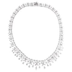 22.05 Ct SI Clarity HI Color Marquise Pear Diamond Necklace 14 Karat White Gold