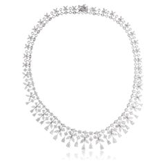 22.05 Ct SI Clarity HI Color Marquise Pear Diamond Necklace 18 Karat White Gold