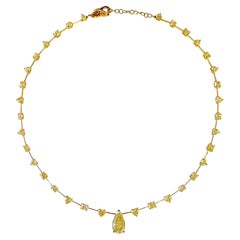22,06 Karat natürliche gemischte gelbe Diamant-Halskette, aus 18 Karat Gelbgold.