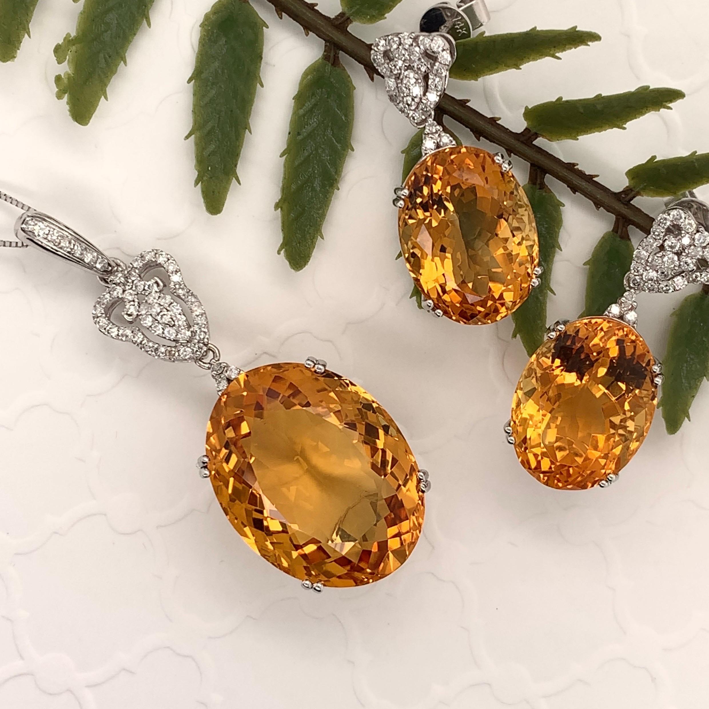 22.07 Carat Citrine Dangling Earrings In New Condition In Richmond, BC