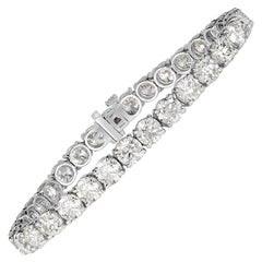 Bracciale tennis con diamanti rotondi taglio brillante da 22,07 carati in oro bianco 18 carati