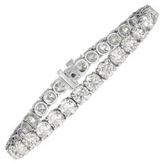 22.07 Carat Round Brilliant Cut Diamond Tennis Bracelet in 18 Karat White Gold