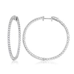 Pendientes de aro con pavé de diamantes de 2,20 ct y 1,5 pulgadas