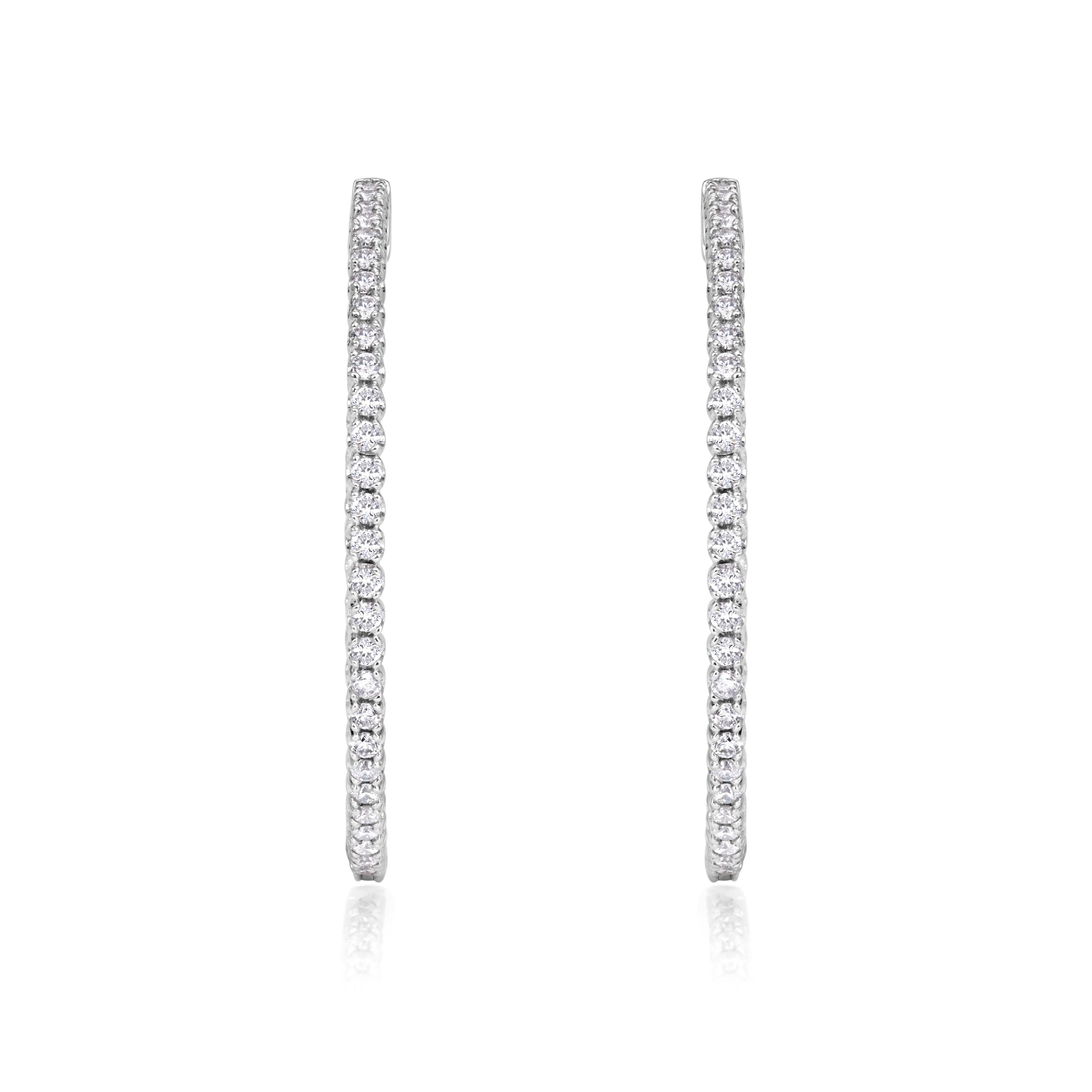 2.20ct 1.5 Inch Diamond Pavé Hoop Earrings For Sale