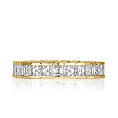 2.20ct Asscher Cut Diamond Eternity Band in 18k Yellow Gold