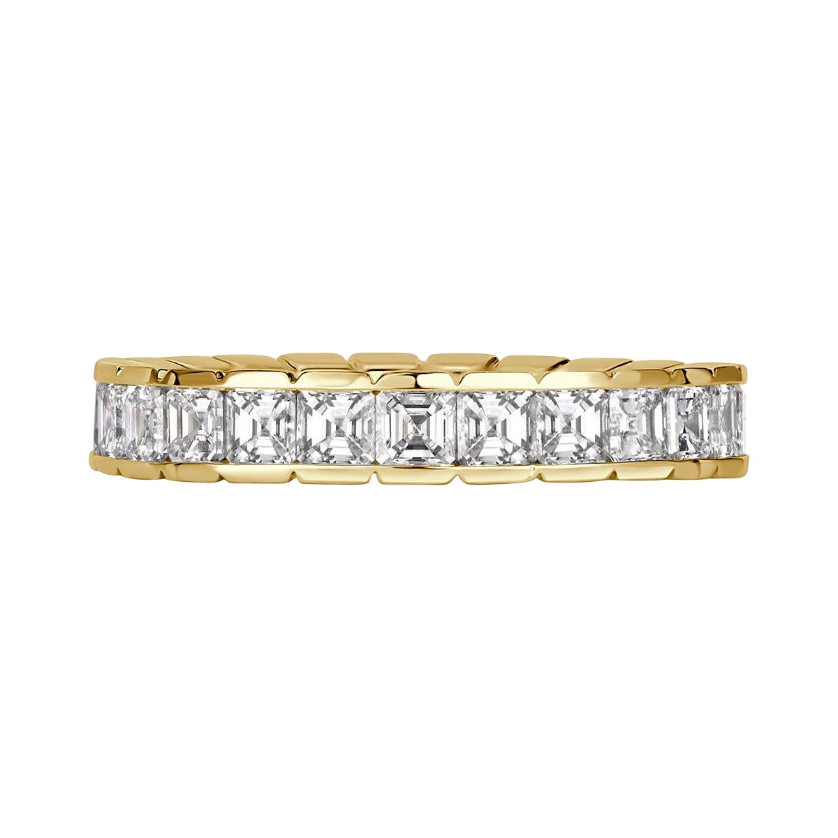 2.20ct Asscher Cut Diamond Eternity Band in 18k Yellow Gold