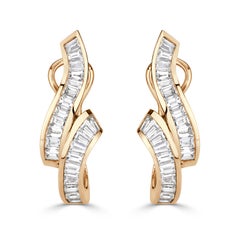 2.20ct Baguette Cut Diamond Earrings in 14K Yellow Gold