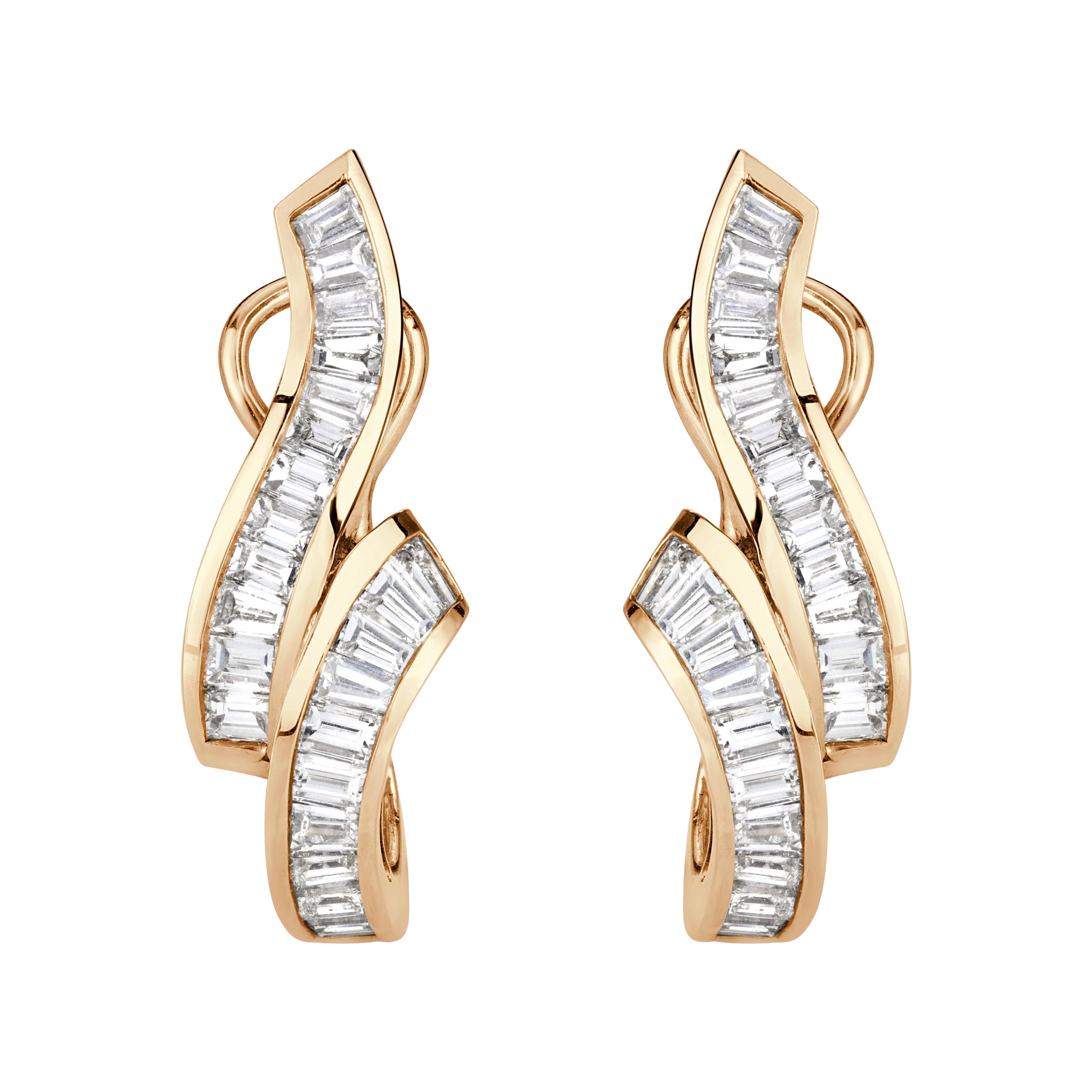 2.20ct Baguette Cut Diamond Earrings in 14K Yellow Gold