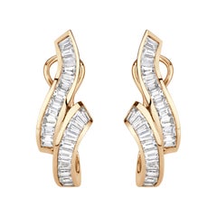 2.20ct Baguette Cut Diamond Earrings in 14K Yellow Gold