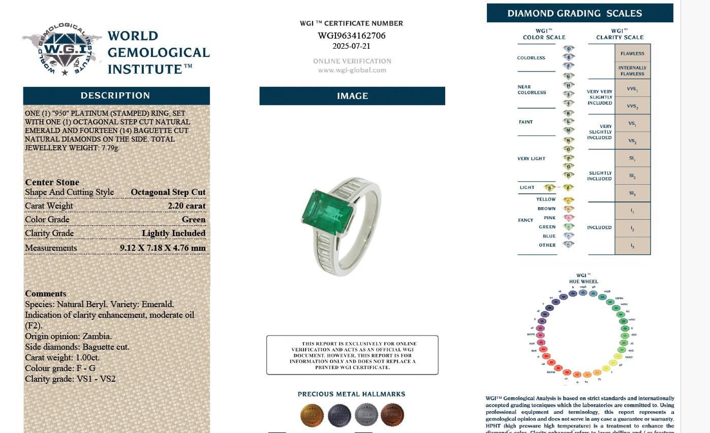 Anillo de Esmeralda y Diamantes de 2,20 ct en Platino en venta 2