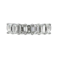 2.20ct Emerald Cut Diamond Wedding Band in 18k White Gold