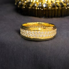 2.20ct F Color VS1 Diamond Two-Row Band Ring in 18K Yellow Gold