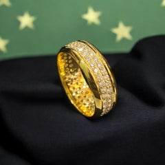 2.20ct F Color VS1 Diamond Unisex Two-Row Band Ring in 18K Yellow Gold