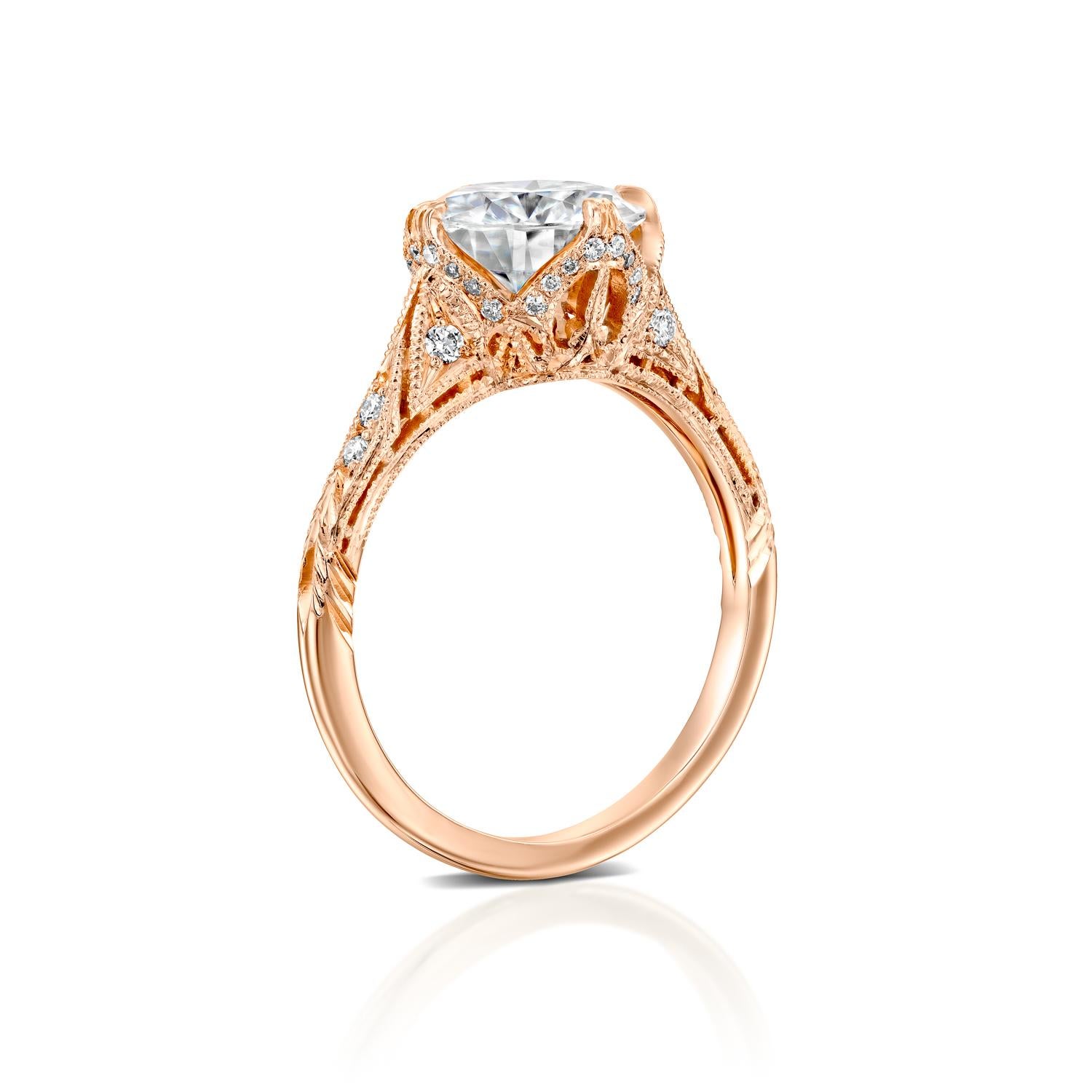 Art Deco 2.20 Carat GIA Vintage Ring, Round Brilliant Diamond Ring 18 Karat Rose Gold