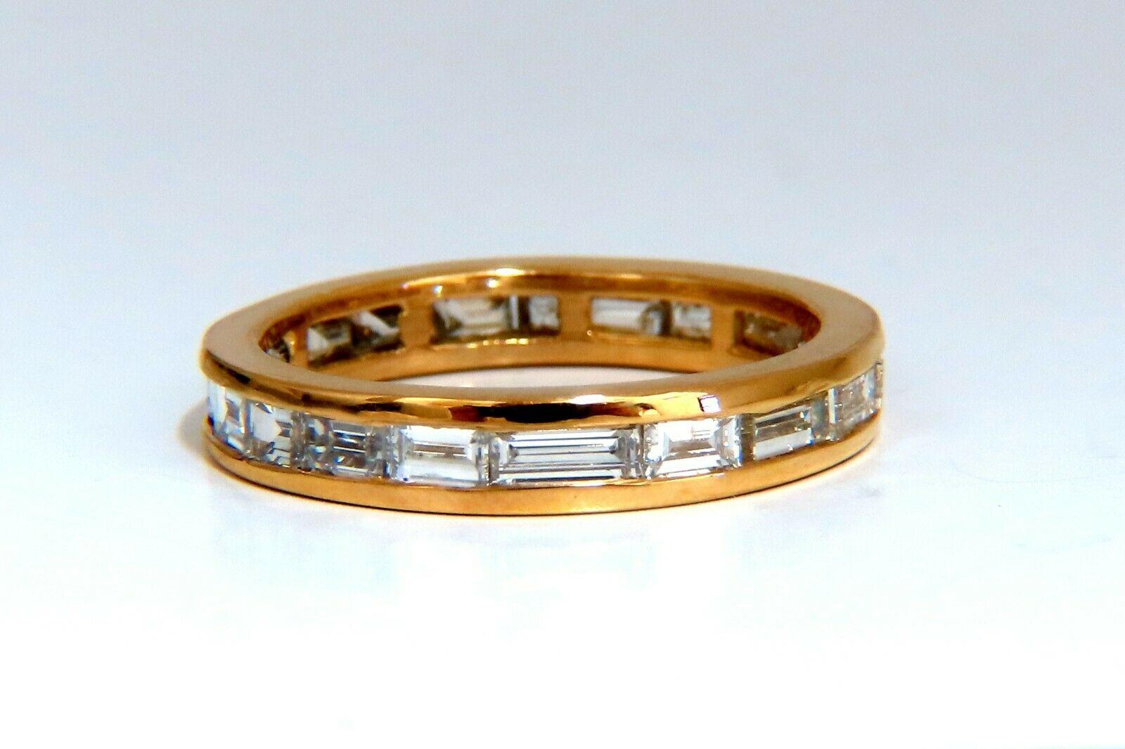 2.20ct Natural diamonds eternity baguette ring. G-color Vs-2 clarity.

Ring: 3.8mm wide

Depth 2.4mm

14kt. Yellow gold.

3.8 Grams

size 8.5

$8000 Appraisal Certificate to accompany. Resizing Service is not available.