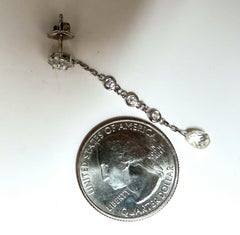 2.20 Carat Natural Briolette Diamonds Dangle Station Yard Earrings 14 Karat