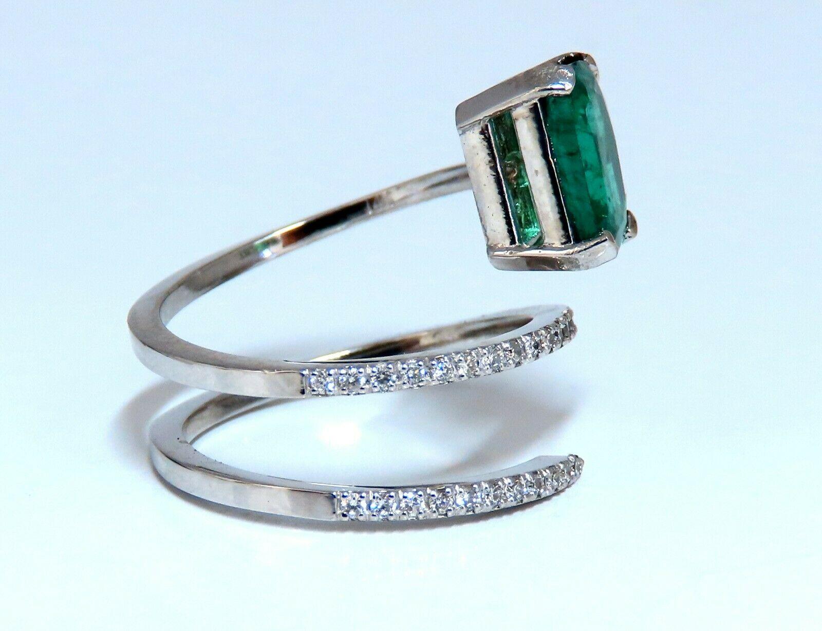 Emerald Cut 2.20 Carat Natural Emerald Ring Swirl Snake Mod Deco 14 Karat For Sale
