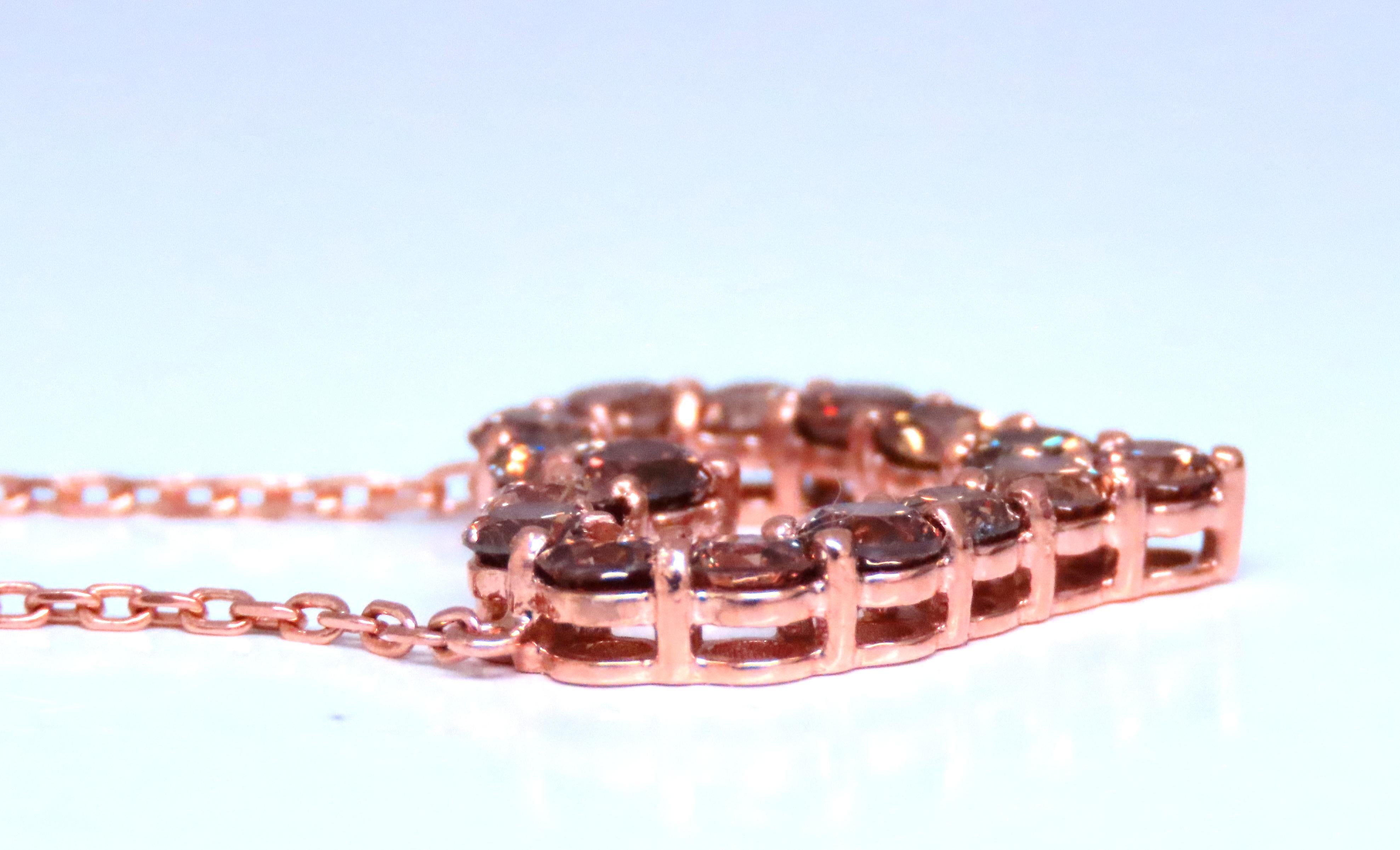 2.20ct Natural Fancy Brown Diamantes Collar Corazón Oro 14kt 12396 Georgiano en venta