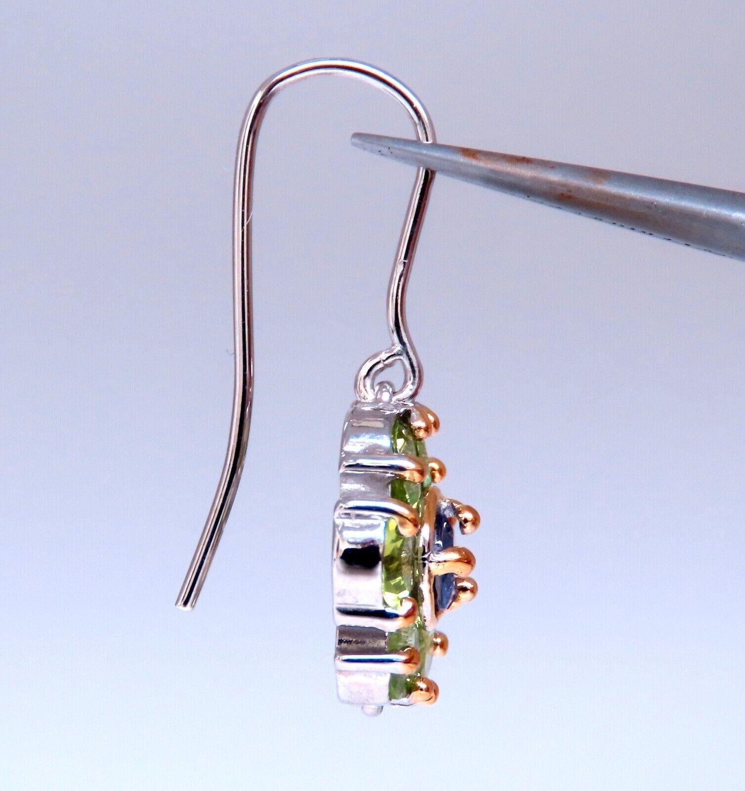 2,20 Karat natürlicher Peridot Tansanit Draht-Ohrringe 14kt Gold im Zustand „Neu“ in New York, NY
