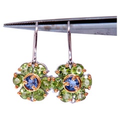 2,20 Karat natürlicher Peridot Tansanit Draht-Ohrringe 14kt Gold