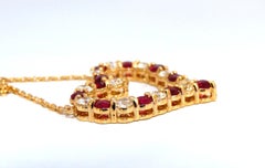 2.20ct Natural Red Ruby Diamond Open Heart Necklace 14 Karat