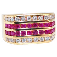 2.20ct Natural Ruby Diamonds Mens Ring 14kt Channel