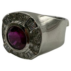 2.20ct NATURAL ruby ring with diamonds unisex 14gr