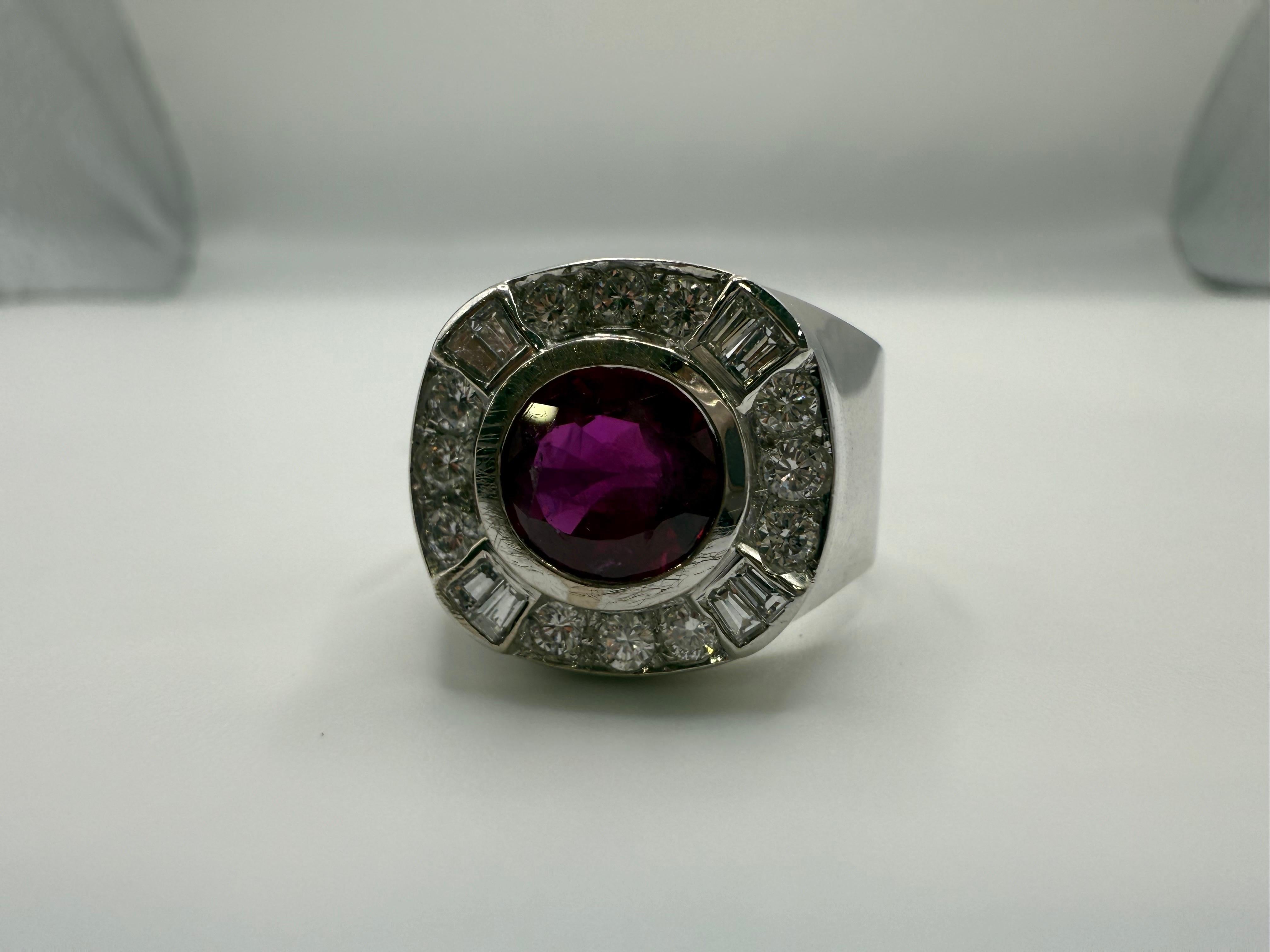 2.20ct NATURAL ruby ring with diamonds unisex 14gr en vente 1