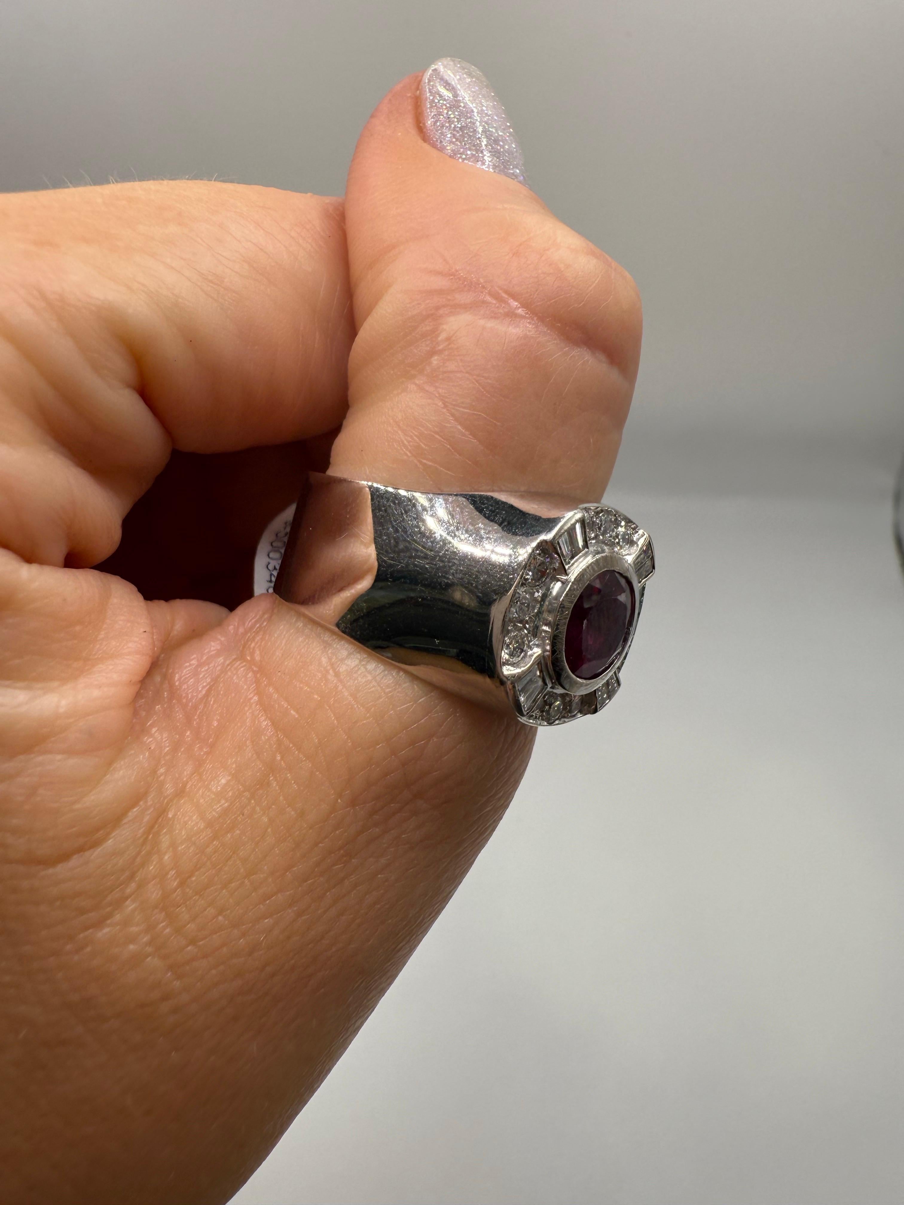 2.20ct NATURAL ruby ring with diamonds unisex 14gr en vente 2