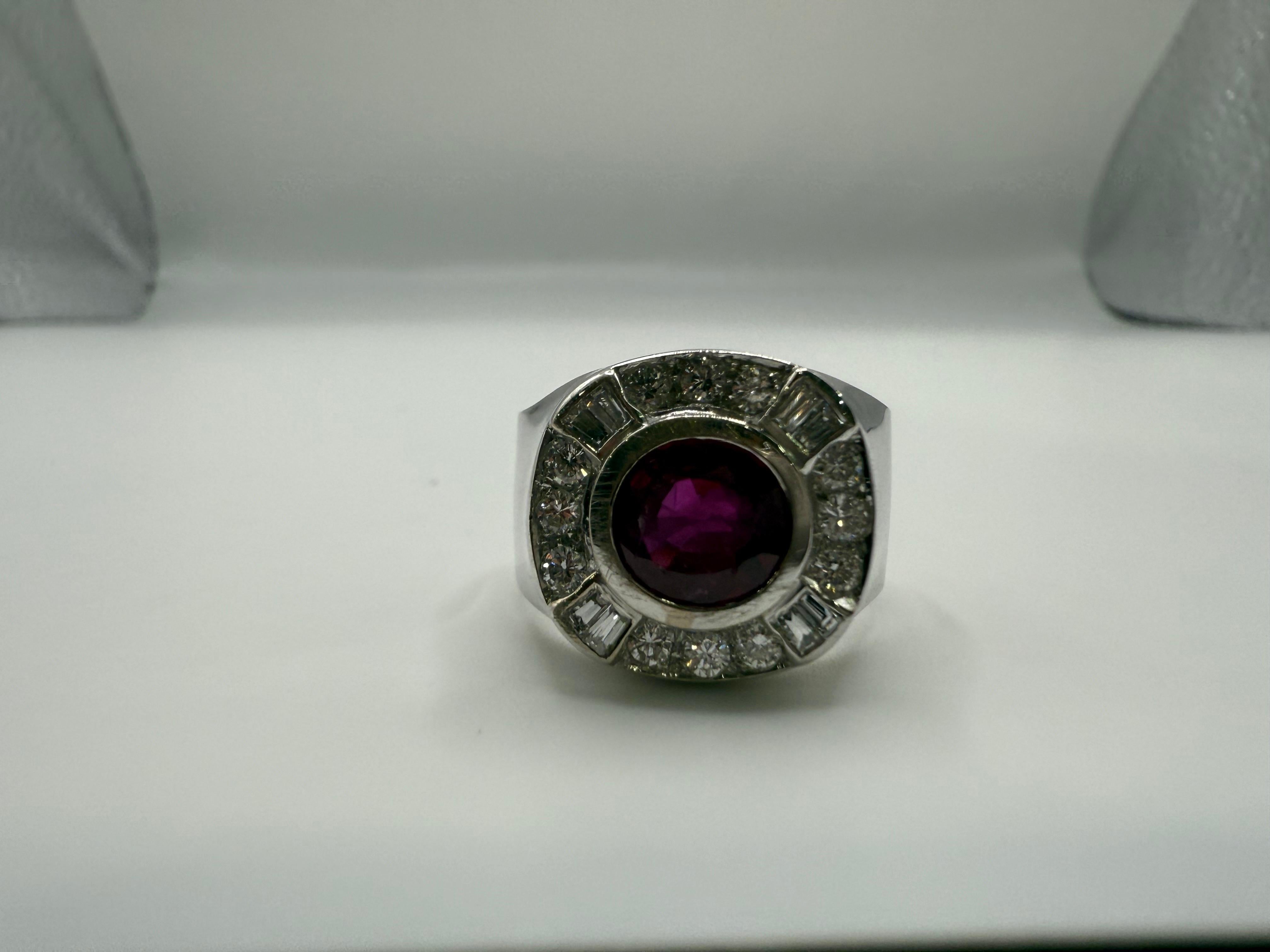 2.20ct NATURAL ruby ring with diamonds unisex 14gr en vente 4