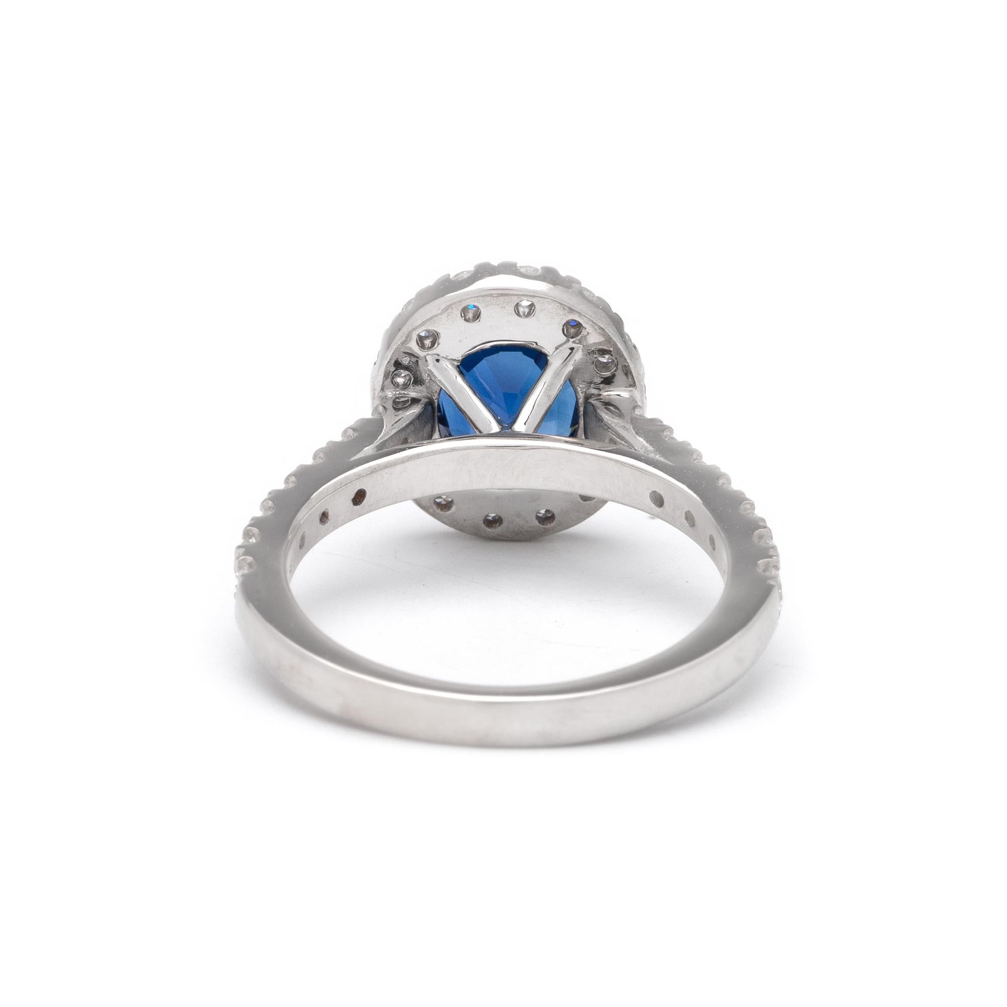 14k white gold oval sapphire...