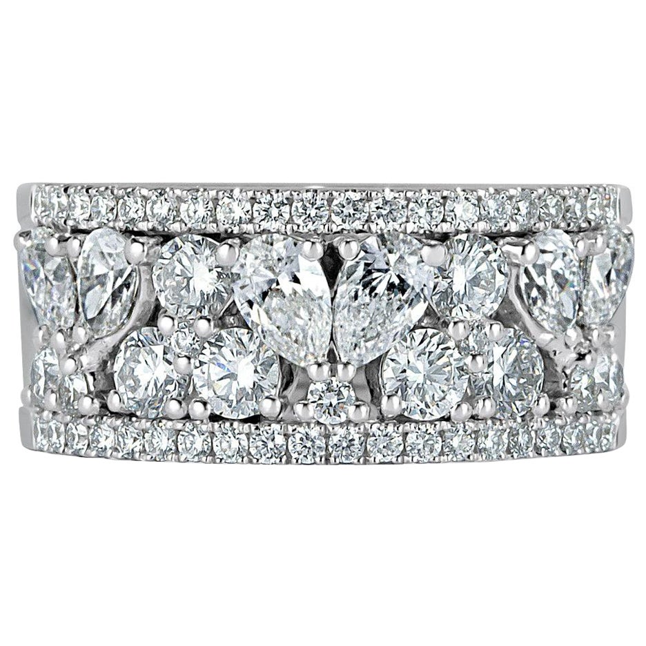 2,20ct Birne und runder Brillantschliff Diamantring aus 18k Weißgold im Angebot