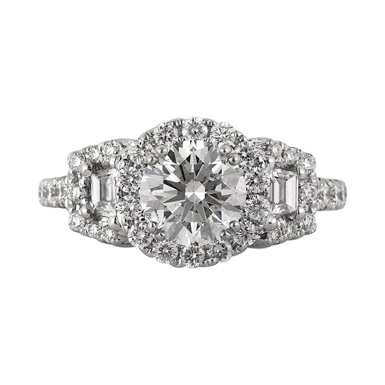 Anello di fidanzamento con diamante rotondo taglio Brilliante da 2,20 carati in vendita