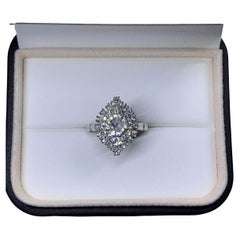 2.20ct round diamond antique engagement ring in platinum.