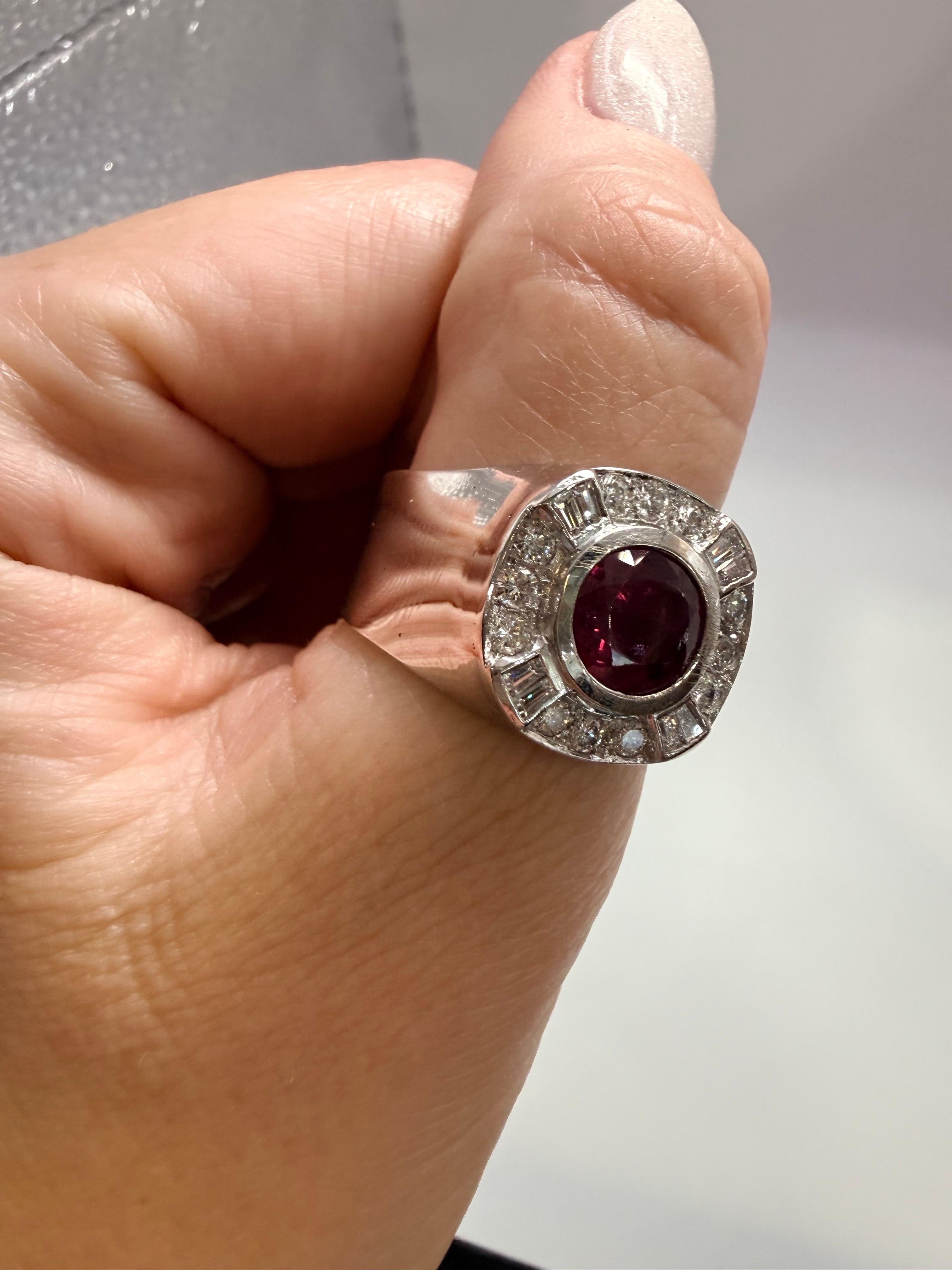 Anello con diamante e rubino da 2,20 carati Anello cocktail unisex in oro 18Kt in vendita 5