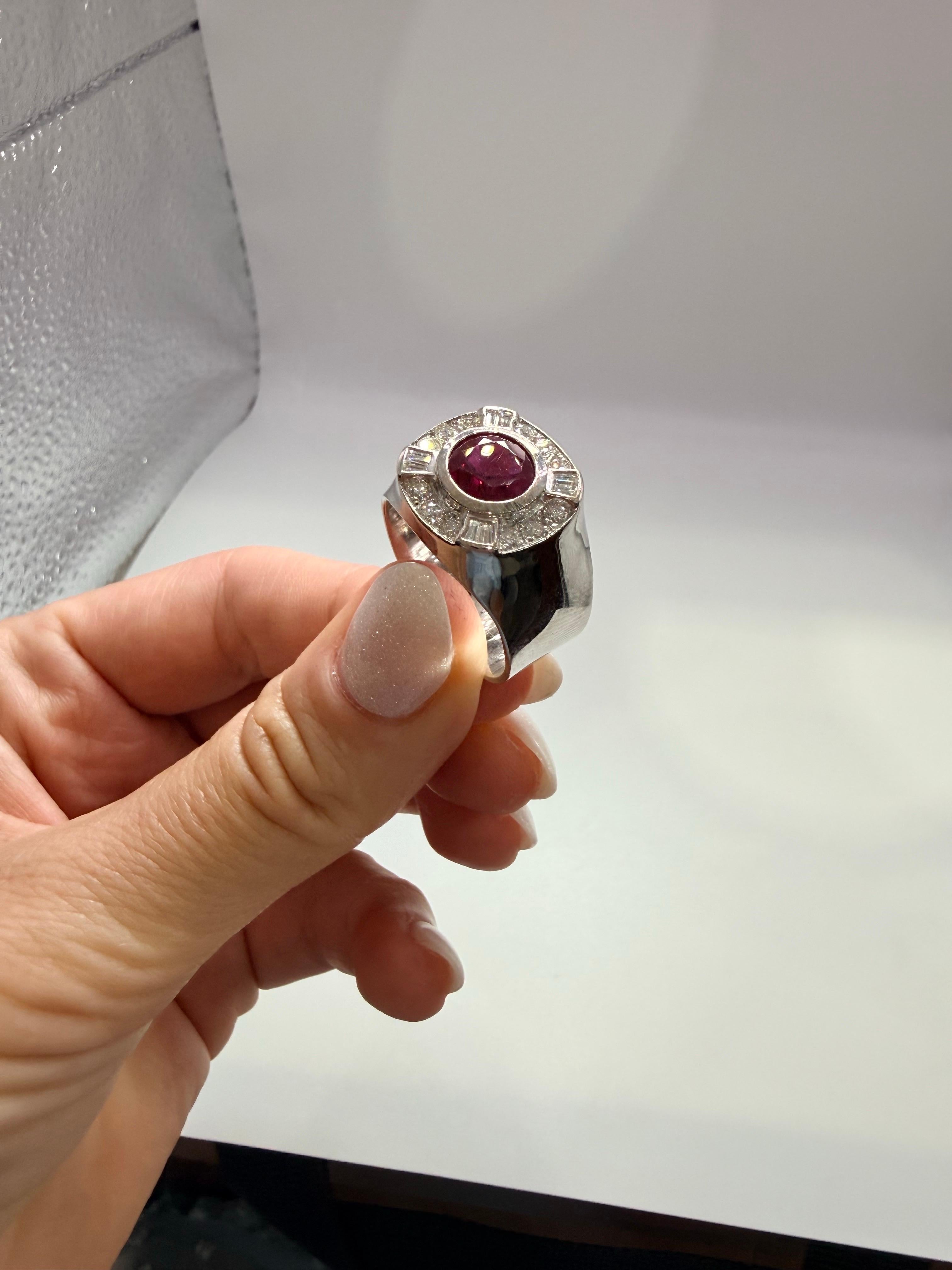 da uomo o donna Anello con diamante e rubino da 2,20 carati Anello cocktail unisex in oro 18Kt in vendita