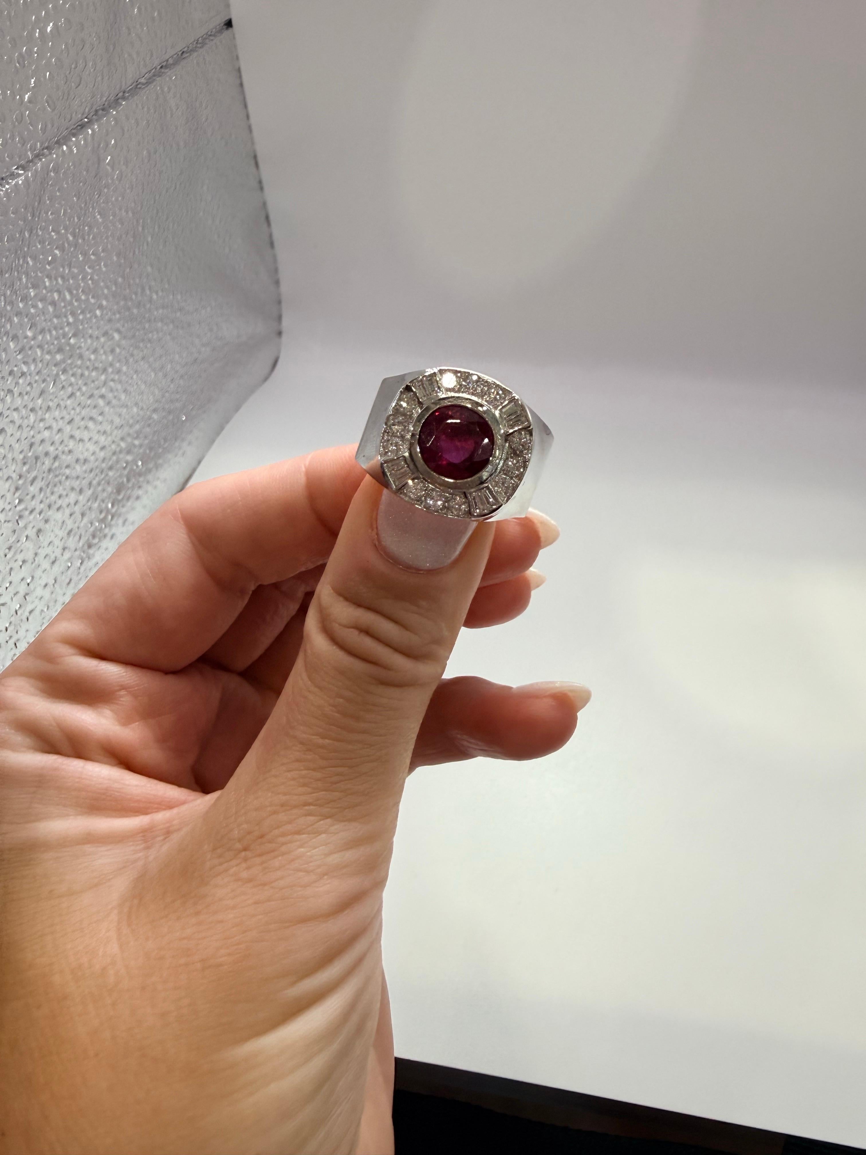 Anello con diamante e rubino da 2,20 carati Anello cocktail unisex in oro 18Kt in vendita 1