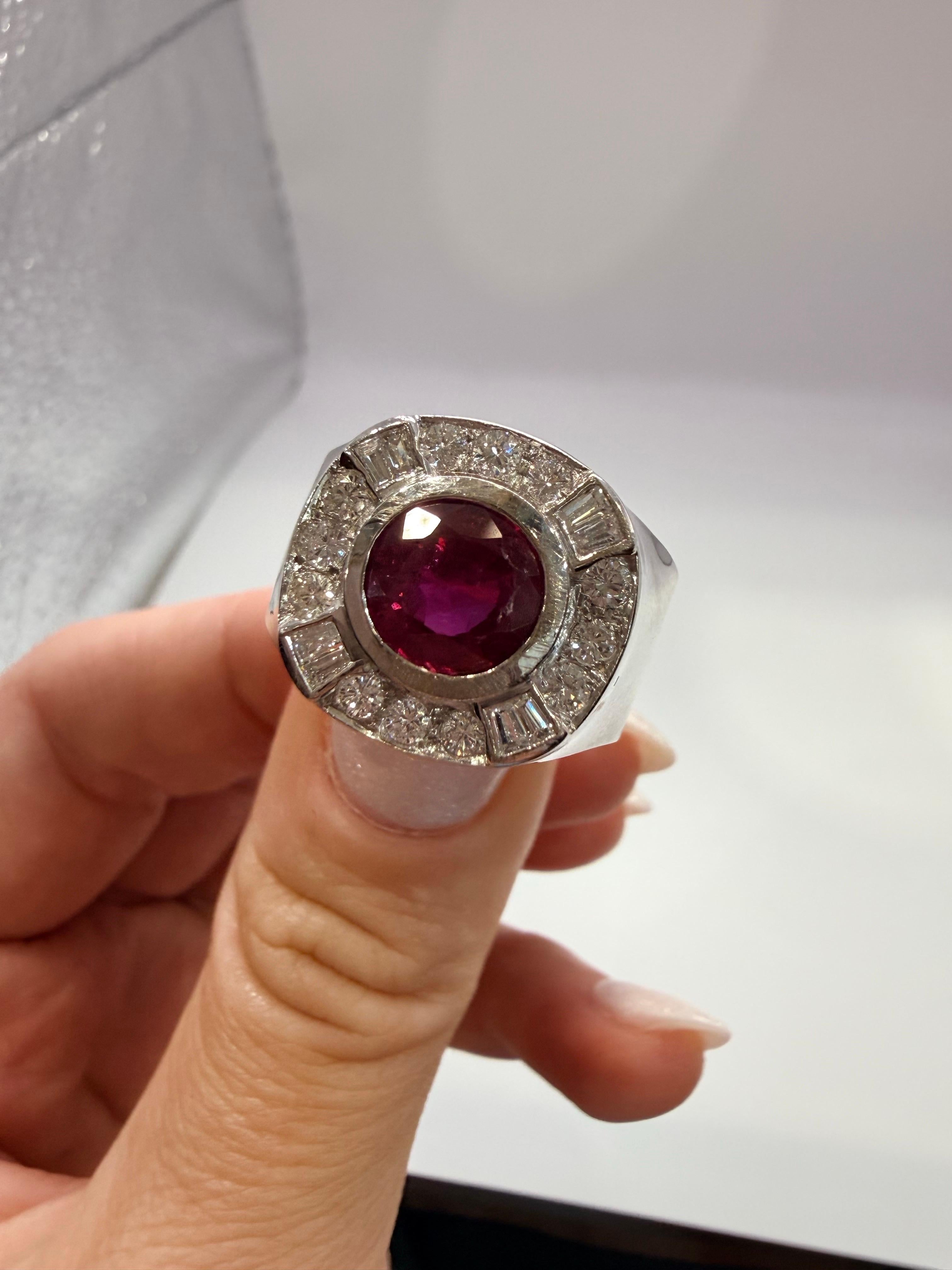 Anello con diamante e rubino da 2,20 carati Anello cocktail unisex in oro 18Kt in vendita 2